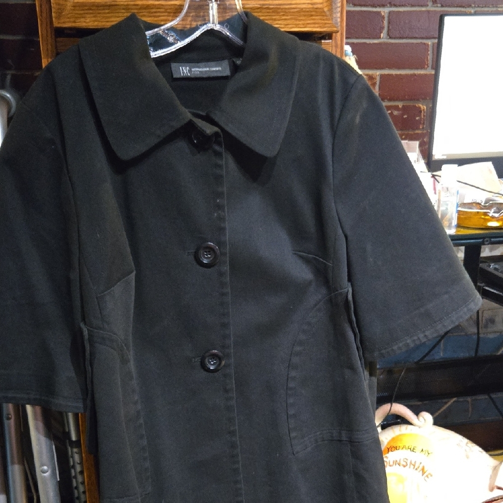 INC International Concepts-  Black Short Sleeve Coat- Women's Size Lg